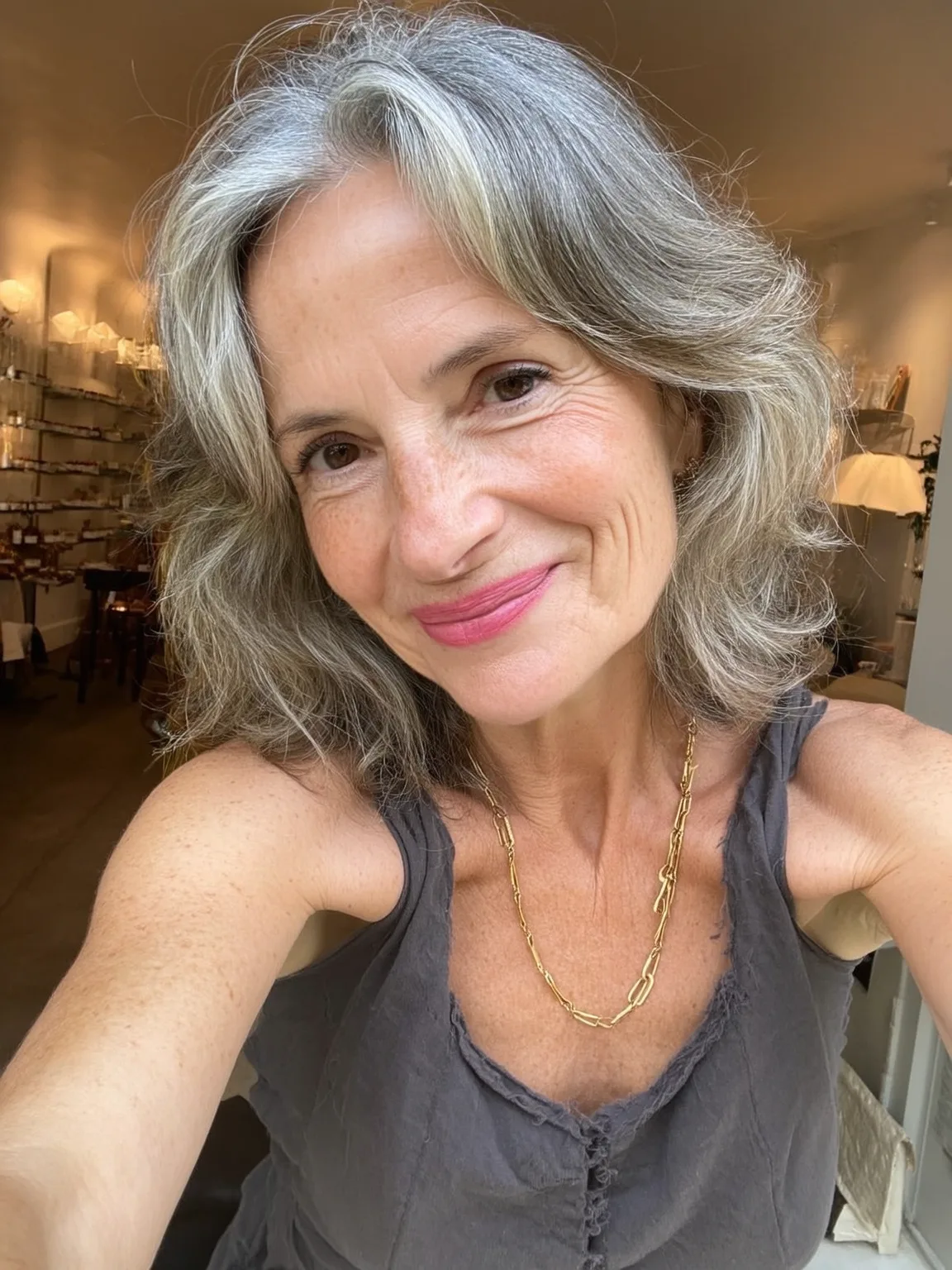 Silver Gray Layered Waves with Natural Highlights